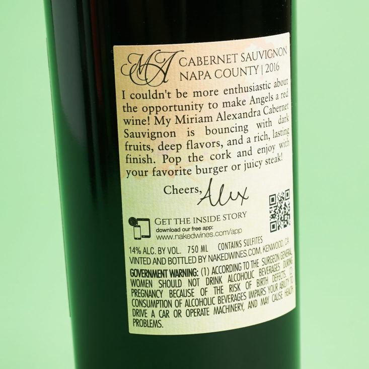 Naked Wines review March 2019 cab sav back