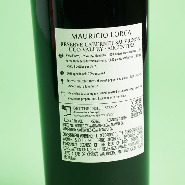 Naked Wines review March 2019 lorca cab back