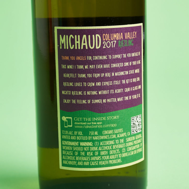 Naked Wines review March 2019 michaud reisling back