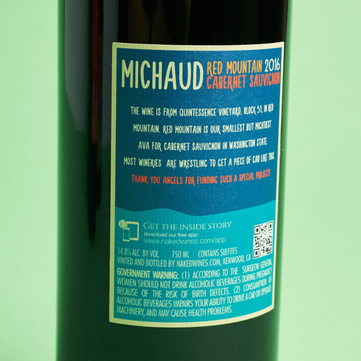 Naked Wines review March 2019 michaud cab back
