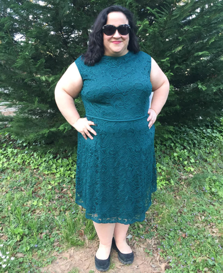 Stitch Fix Plus Size Clothing Subscription Box Review April 2019 - Leeah Lace Knit Dress By Wisp Front 1