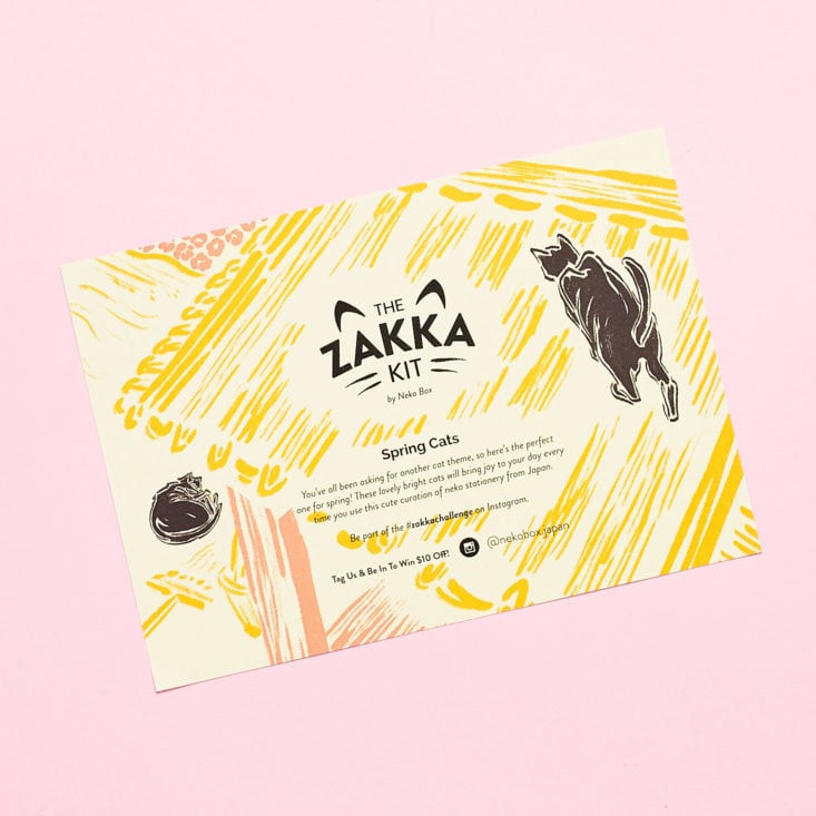 The Zakka Kit May 2019 review info sheet front