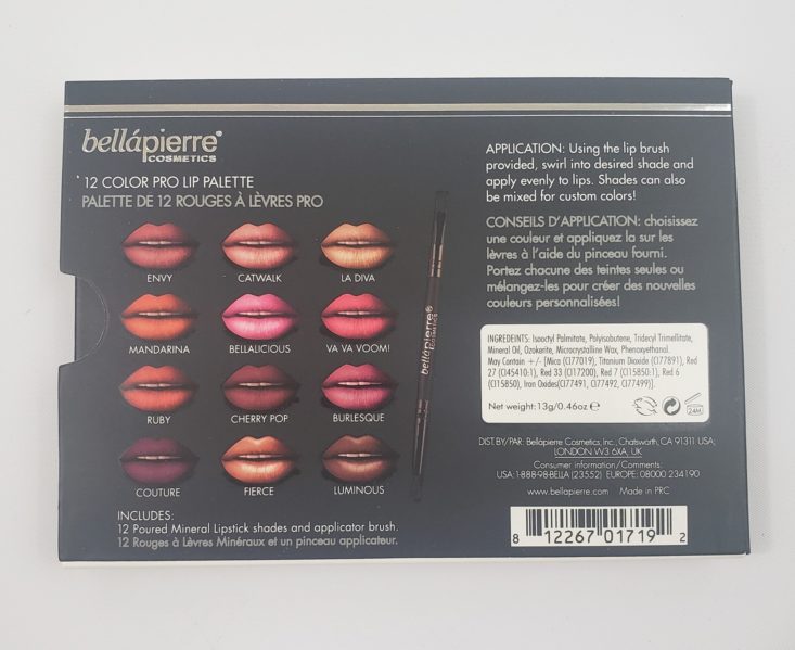 Tribe Beauty Box April 2019 - Bellapierre 12 Color Pro Lip Pallette 3