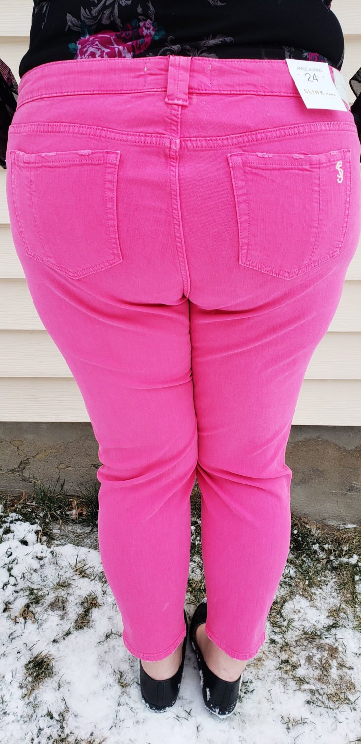 Trunk Club Plus Size Subscription Box Review March 2019 - Ankle Skinny Jeans by SLINK Jeans in Pink 4 Back Closer
