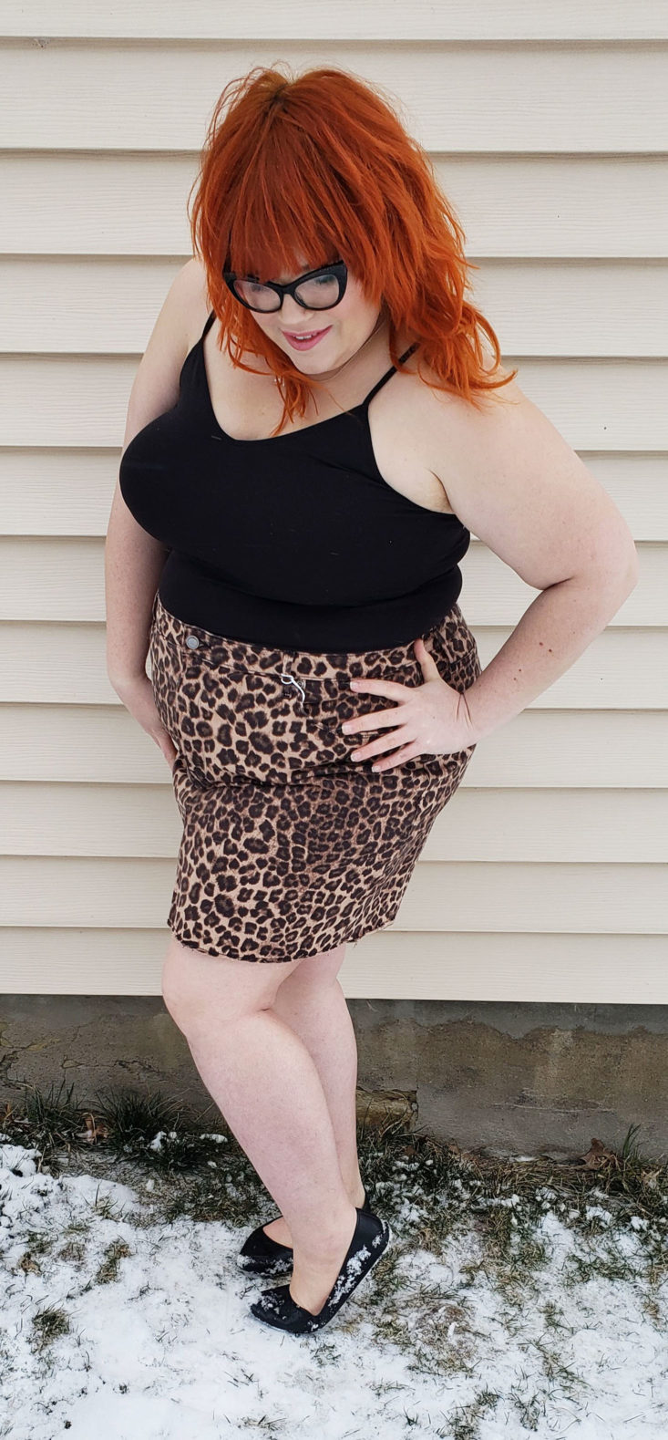 Trunk Club Plus Size Subscription Box Review March 2019 - Cheetah Print Raw Edge Miniskirt by GOOD AMERICAN 2 Side