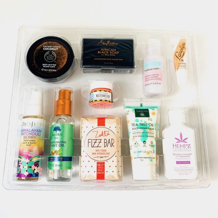 Ulta Pamper Yourself Bath & Body Must Haves April 2019 - All Contents Front