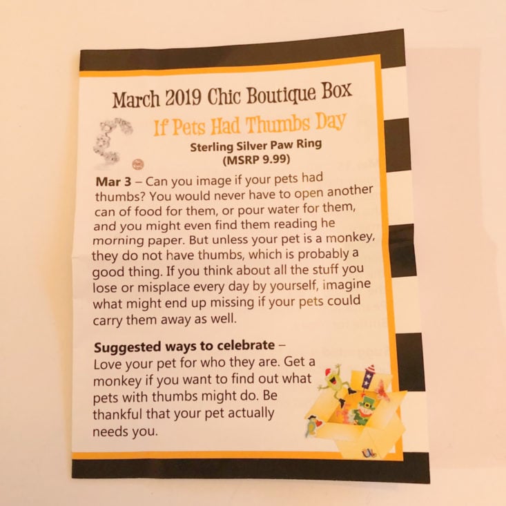 Unboxing The Bizarre Chic Boutique Review March 2019 - Information Card 1 Top