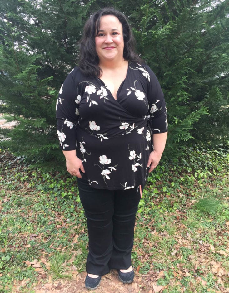 Wantable Style March 2019 - Faux Wrap Peplum Top by Michel Studio 1
