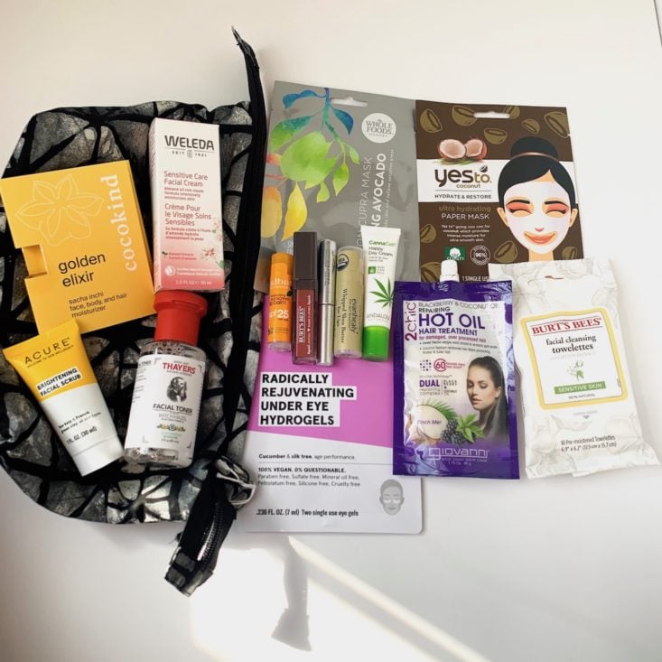 Whole Foods 24-Hour Beauty Bag Review April 2019 - All Products Group Shot Top