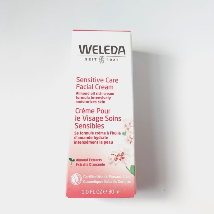 Whole Foods 24-Hour Beauty Bag Review April 2019 - Weleda Almond Sensitive Care Facial Cream Box Top