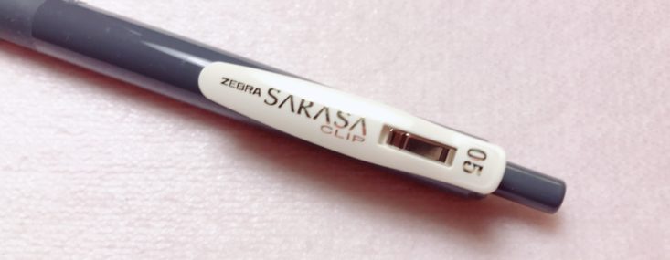 ZenPop Stationery Sakura Pack April 2019 - Zebra Sarasa Push Clip Gel Pen 0.5 In Vintage Edition Blue-Gray Top