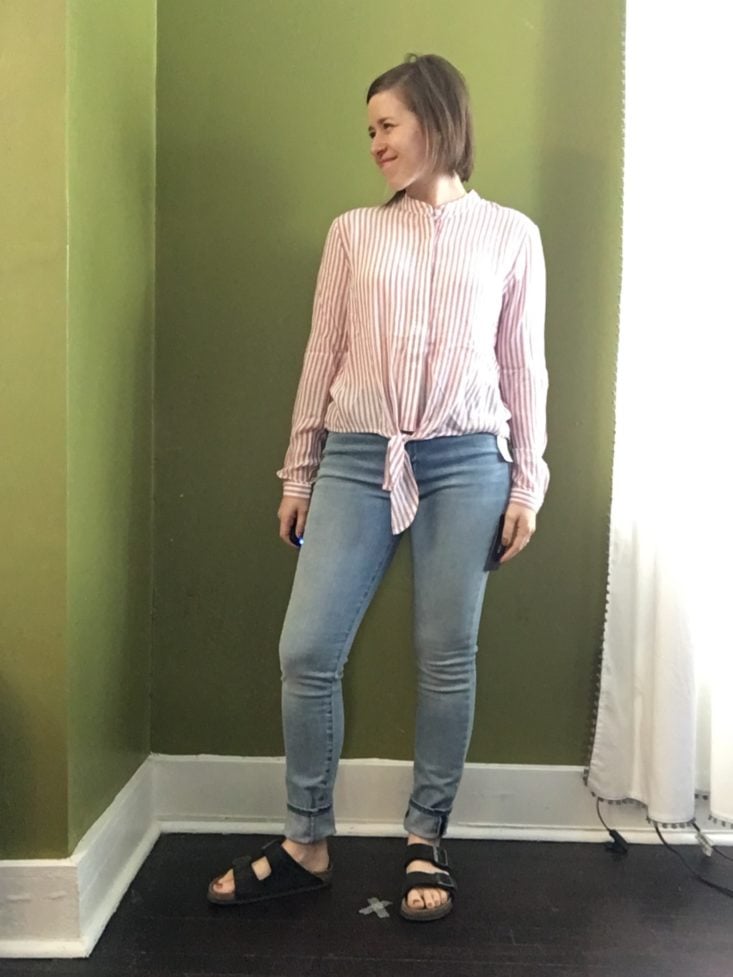 DAILYLOOK styling subscription review may 2019 striped button up top