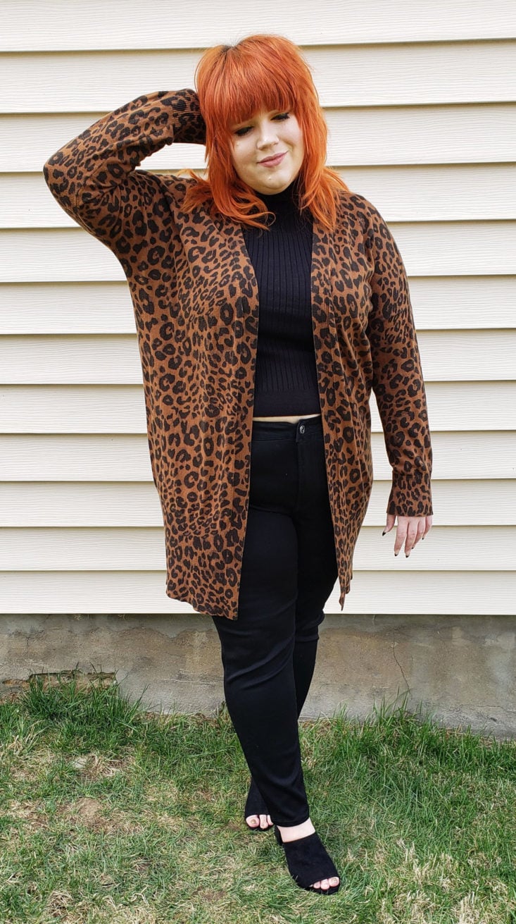 Gwynnie Bee Box Review March 2019 - Leopard Print Lenox Cardigan by Sanctuary Clothing Pose 1 Front