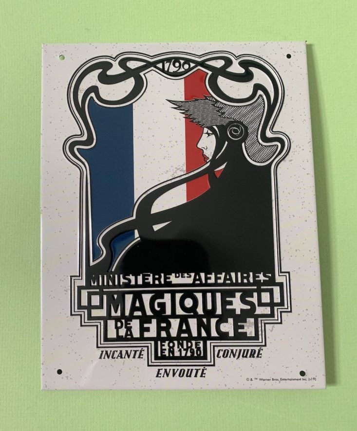 J.K. Rowling’s Wizarding World Crate March 2019 - French Ministry Tin Sign Front 2