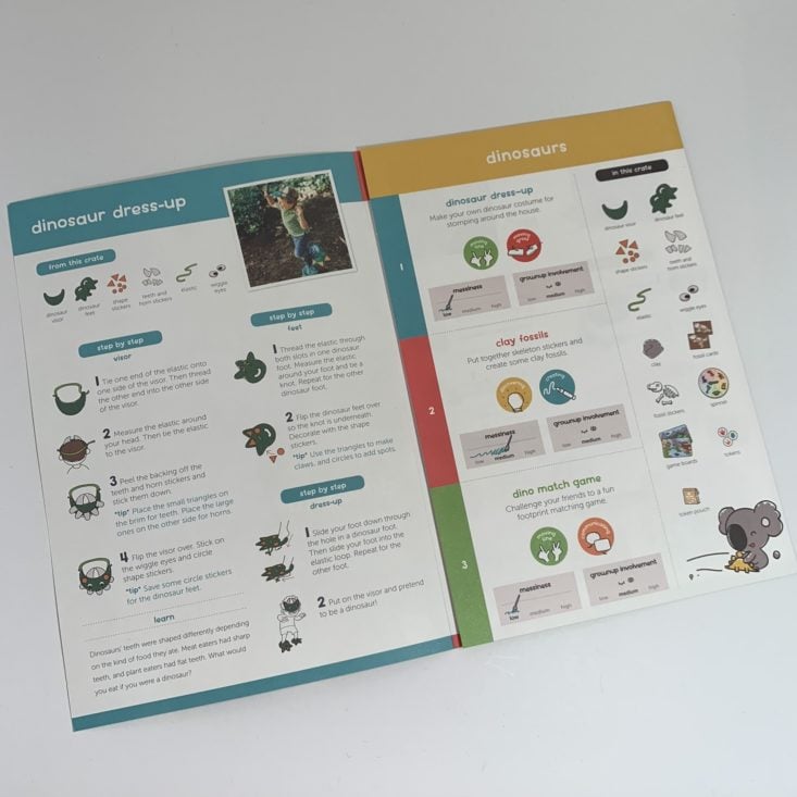 Koala Crate Dinosaurs April 2019 - Instructions Booklet Top 1