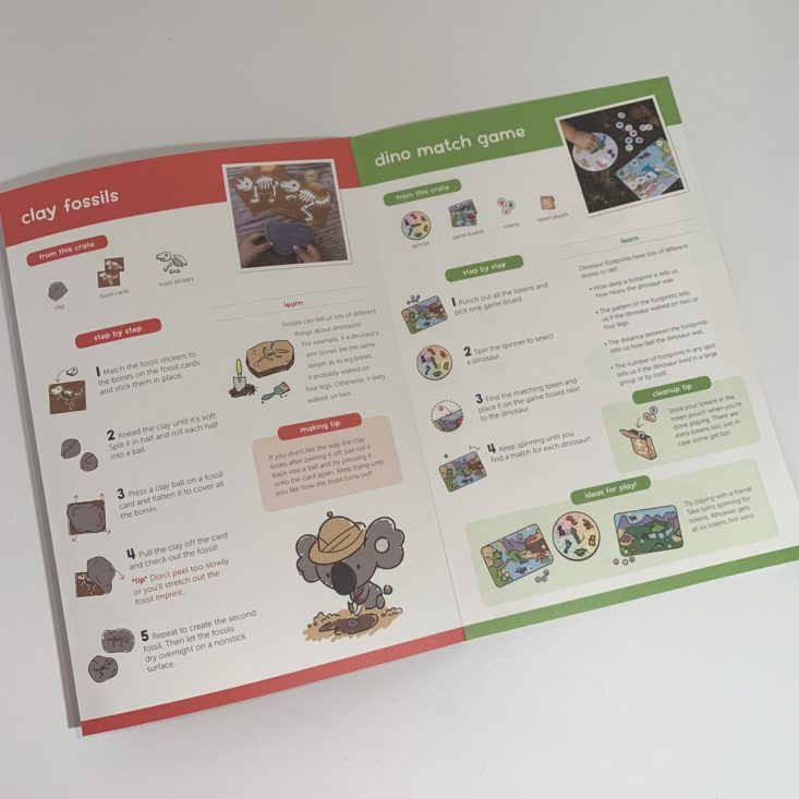 Koala Crate Dinosaurs April 2019 - Instructions Booklet Top 2