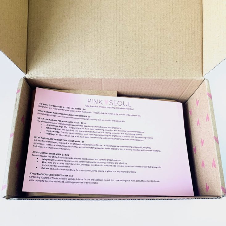 Pink Seoul Mask April 2019 - Open Box Front