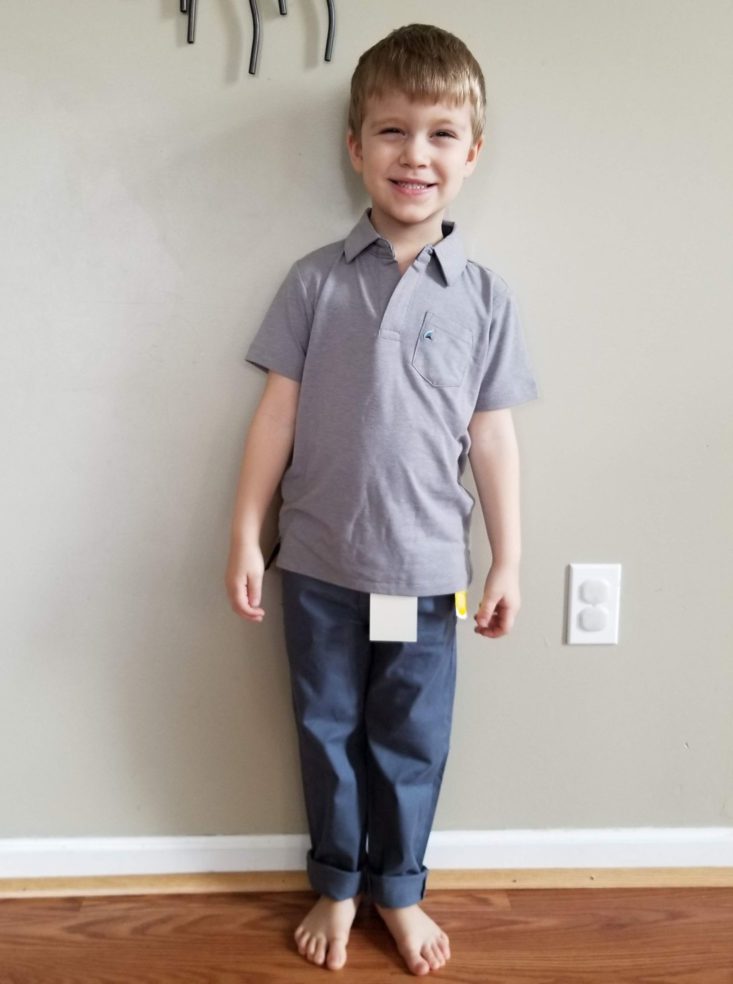 Stitch Fix Kids Boys May 2019 grey polo and jeans modeled