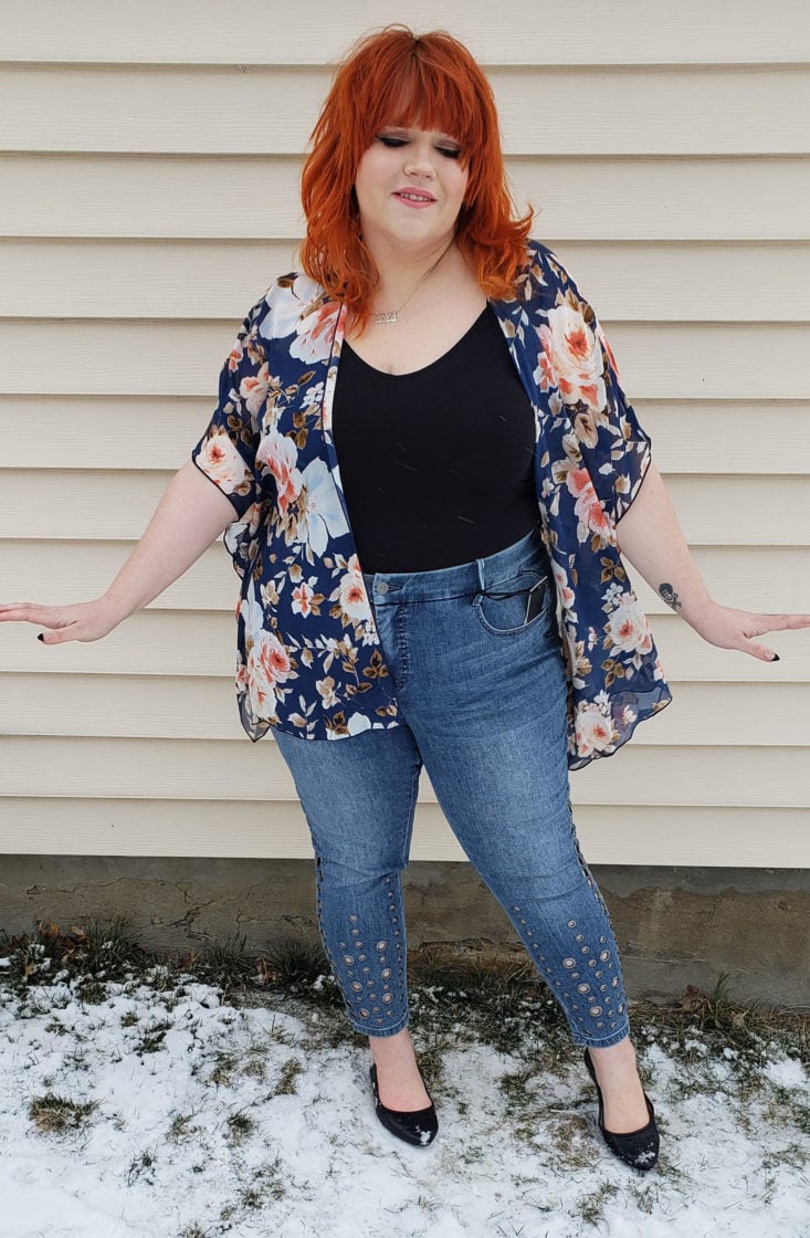 Stitch Fix Plus Size Clothing Box Review March 2019 - Caley Open Kimono by Emory Park Size 2x 1 Front