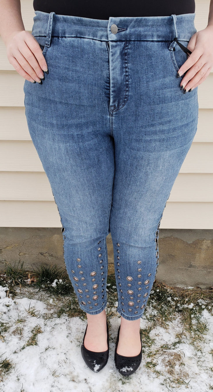 Stitch Fix Plus Size Clothing Box Review March 2019 - Garrett Grommet Detail Skinny Jean by YSJeans Size 22W 3 Front