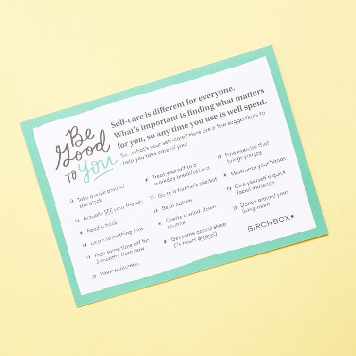 Birchbox Curated 2 June 2019 beauty subscription box review info card front