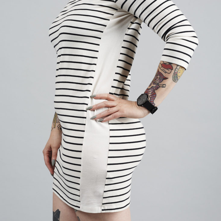 detail for French Connection Crewneck Striped Mini Dress
