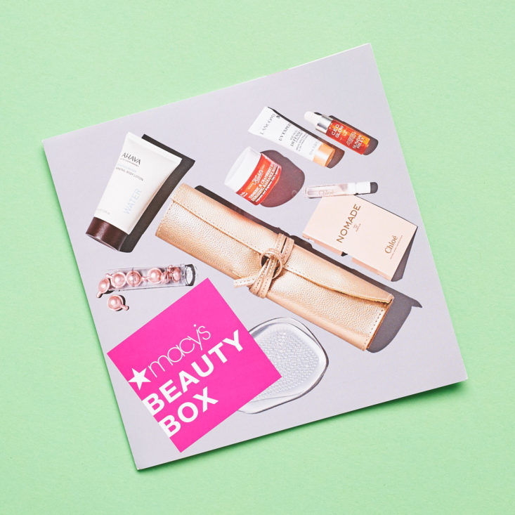 Macys Beauty Box June 2019 beauty subscription box review booklet front
