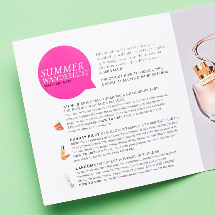 Macys Beauty Box June 2019 beauty subscription box review booklet