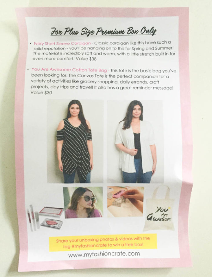 My Fashion Crate Subscription Review May 2019 - Information Card 2 Top