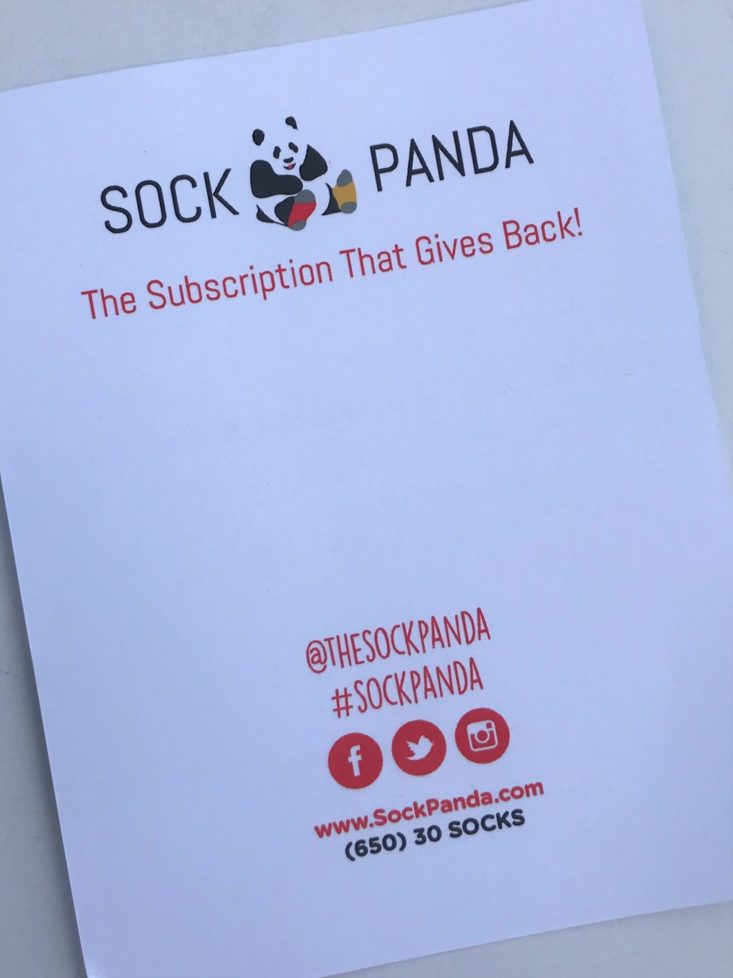 Panda Pals Socks June 2019 - Sock Panda Back