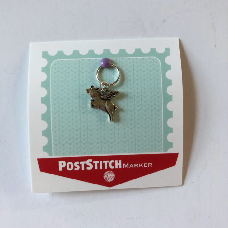 PostStitch Yarn Subscription Box Review June 2019 - Pig stitch marker Top