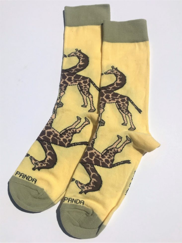 Sock Panda Women June 2019 - giraffe socks laid out Top
