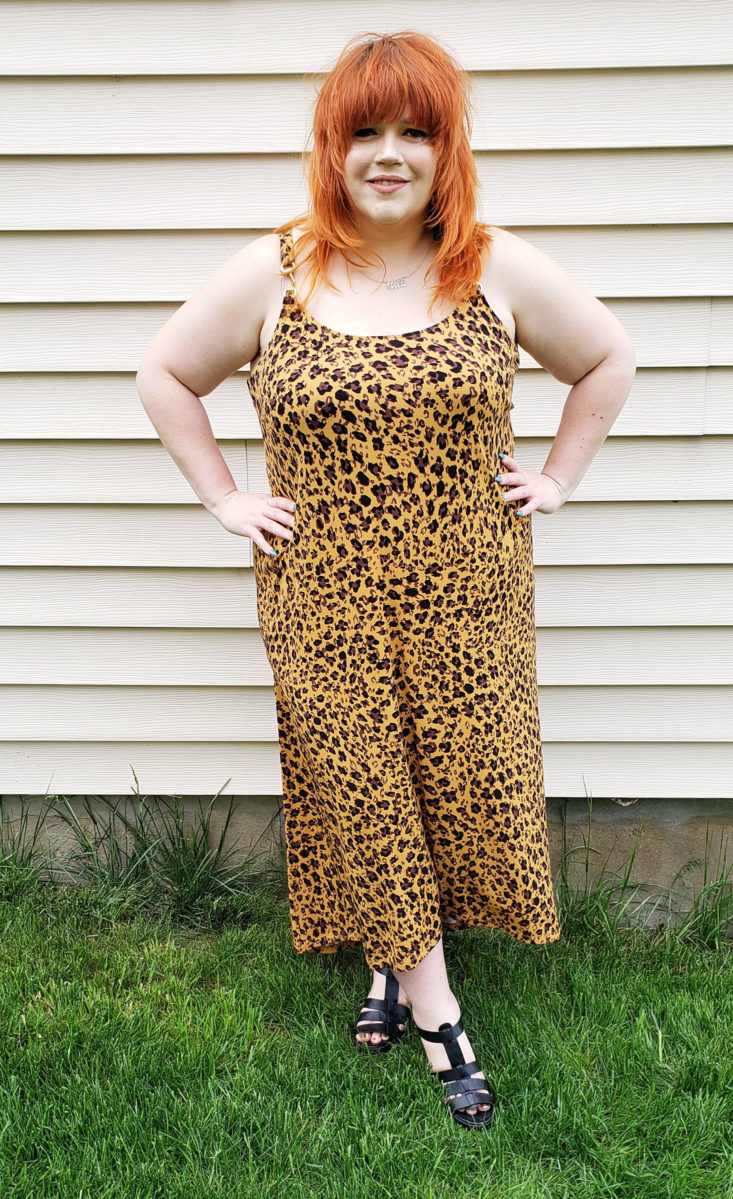 Stitch Fix Plus Size Clothing Box Review May 2019 – Letti Gold Metal Strap Detail Maxi Dress by DM Collection Sie 1 Front