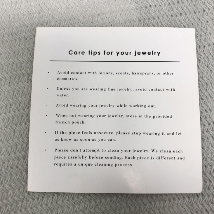 Switch Designer Jewelry Rental Subscription Review May 2019 - Information Card 3