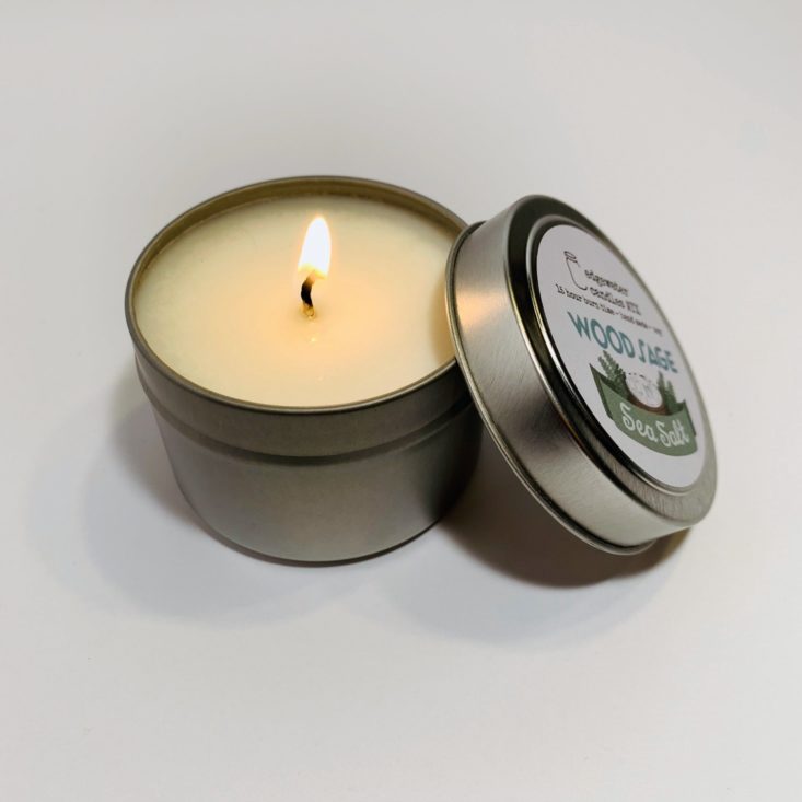 TheraBox April “Anniversary” 2019 - Edgewater Candles, Wood Sage Sea Salt, 6 oz Travel Tin 2