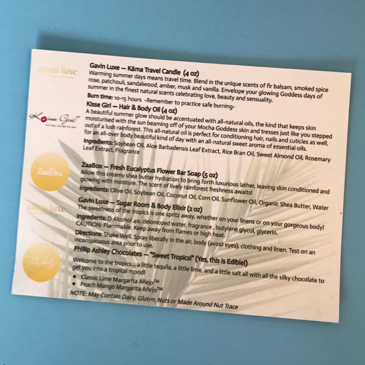 ZaaBox Women of Color Subscription Review May 2019 - Information Card Back Top