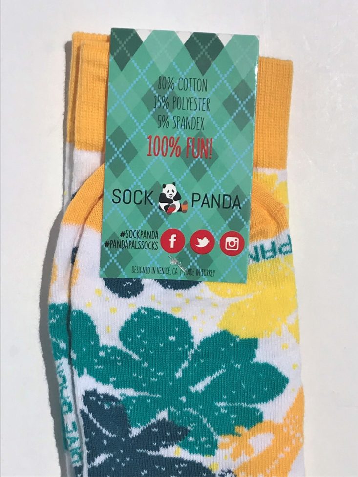 sock panda women July 2019 - flower sock tag front Top