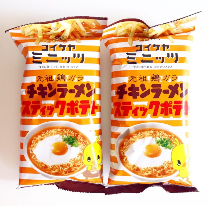 Bokksu June 2019 - Koikeya Minit’s Stick Potato Nissin Chicken Ramen Bag Top