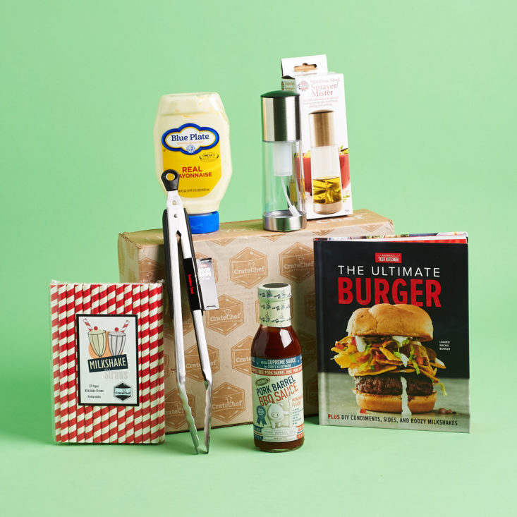 Everything in the America's Test Kitchen CrateChef box, which is curated around burgers and perfect for the summer grilling season!