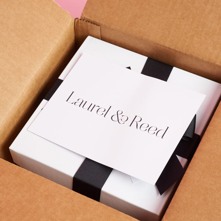 Laurel and Reed gift box inside plain cardboard shipping box
