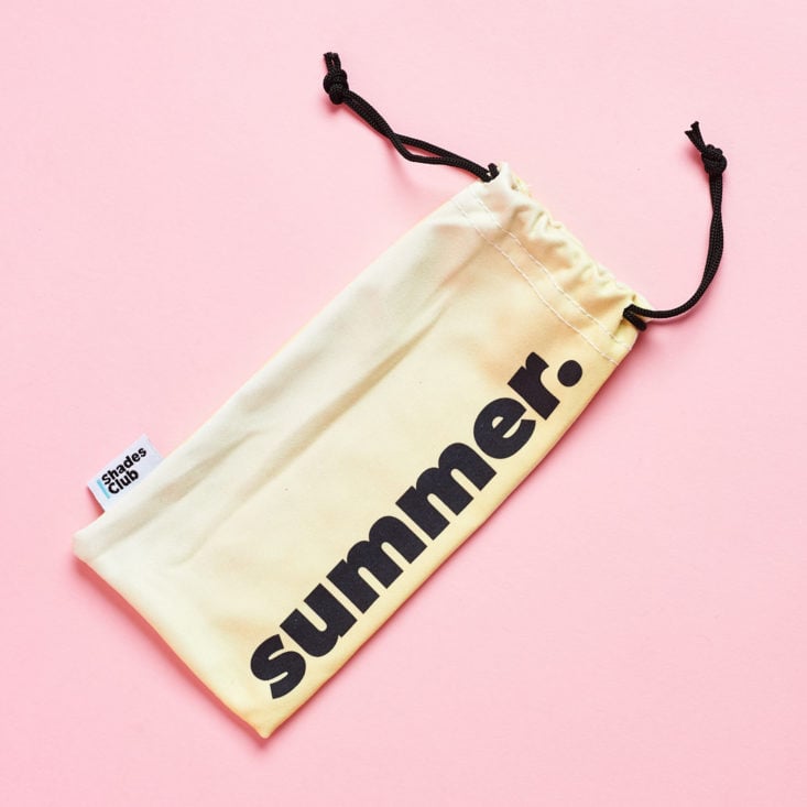 Yellow dust pouch with "summer." across it in black lettering