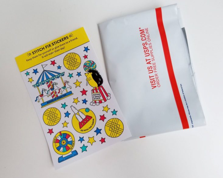 Stitch Fix Boys July 2019 return envelope