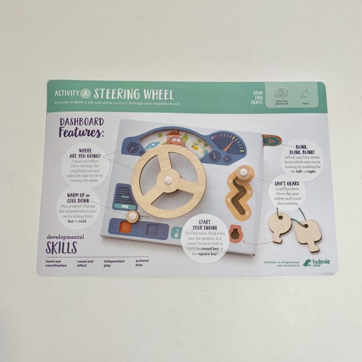 Tadpole Crate “Ride With Me” May 2019 Review - Steering Wheel Instructions