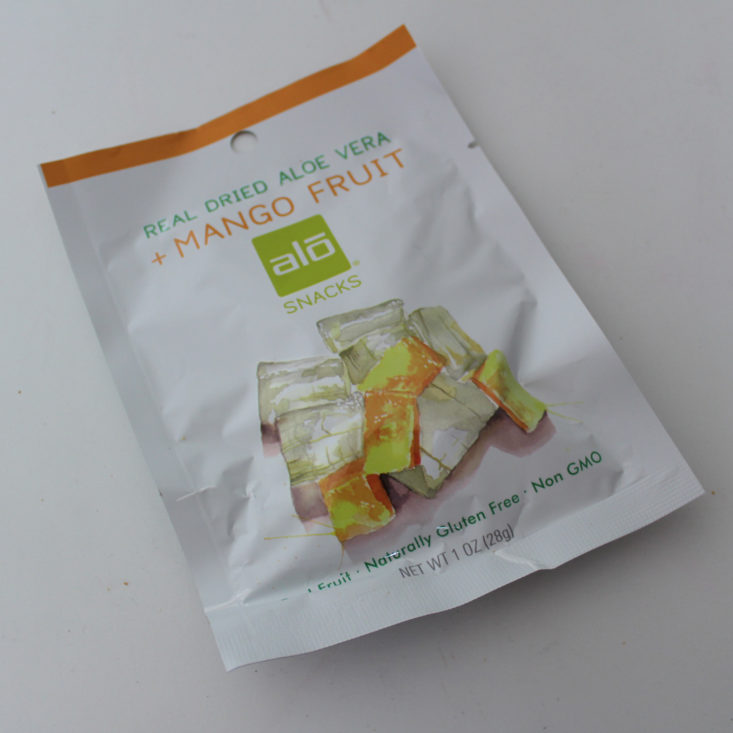 Vegan Cuts Snack Box July 2019 - Alo Dried Aloe Vera and Mango Fruit Top