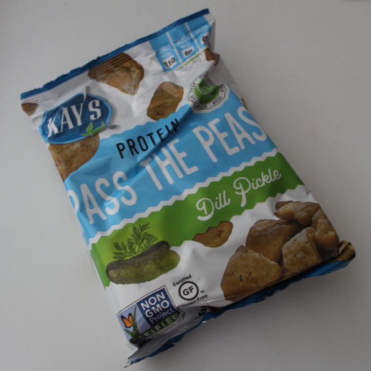 Vegan Cuts Snack Box July 2019 - Kay’s Pass the Peas Dill Pickle Top