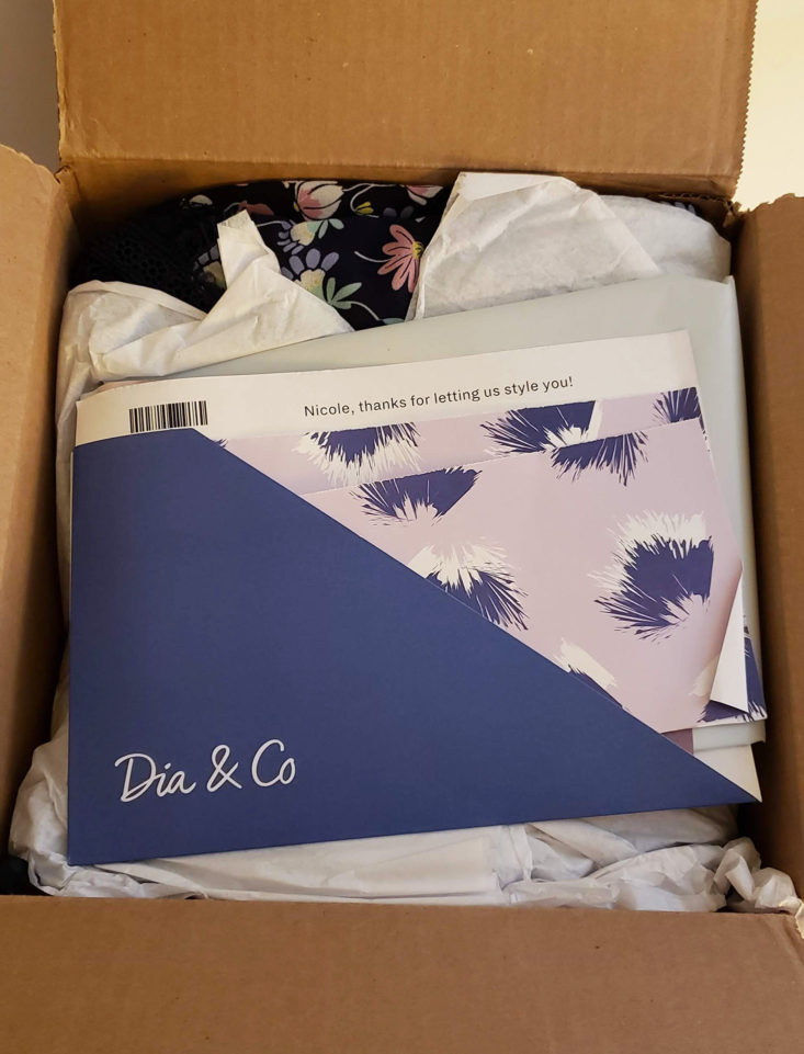 Dia & Co Subscription Box July 2019 - Box Opened Top