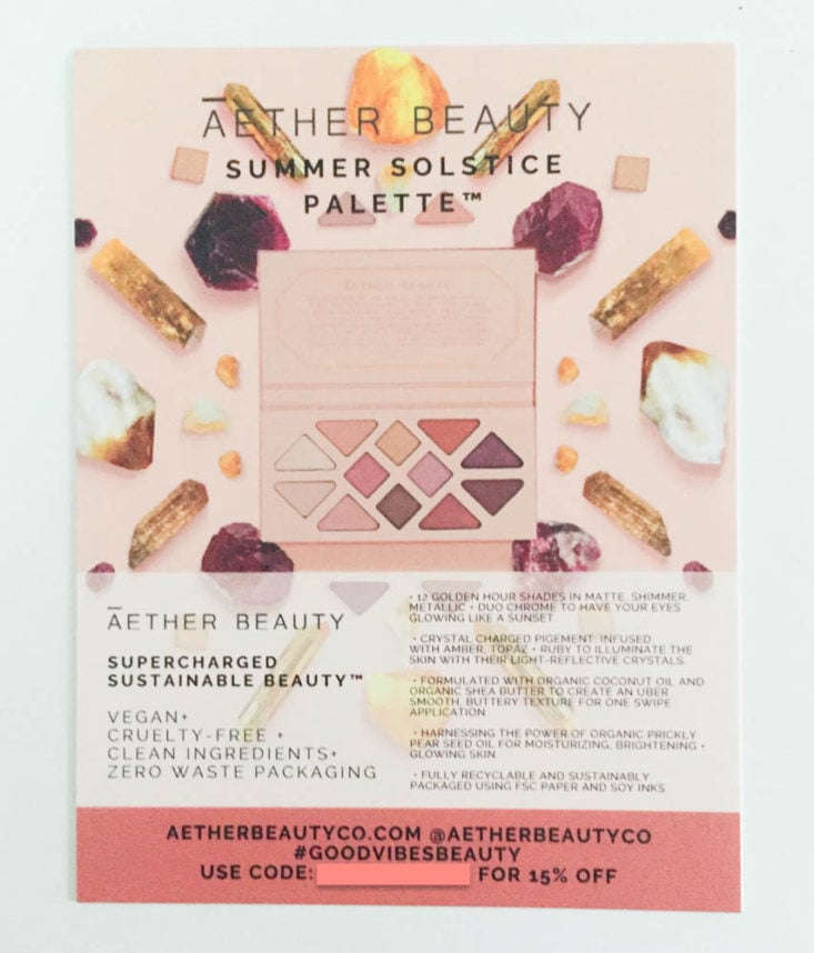 Earthlove Summer 2019 - Summer Solstice Solar Eclipse Single Eye Shadow by Aether Beauty Card Backside Top