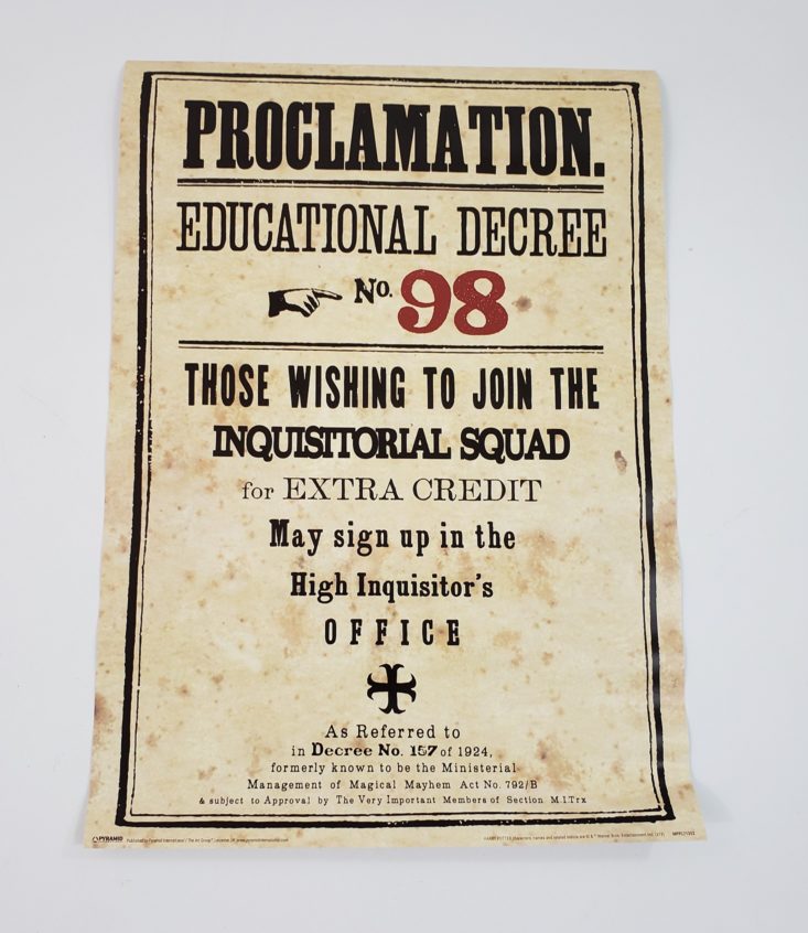GeekGear Wizardy July 2019 - Proclamation Poster No 98 Opened Top