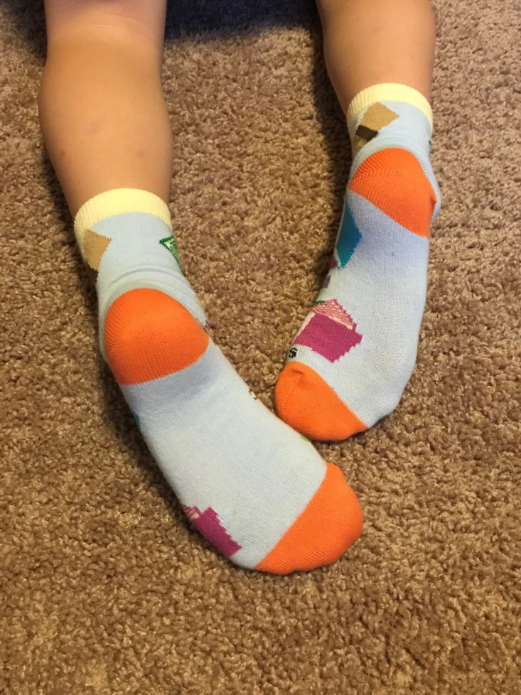 Panda Pals Kid’s Socks Subscription Box August 2019 - Blue Socks Wear Back