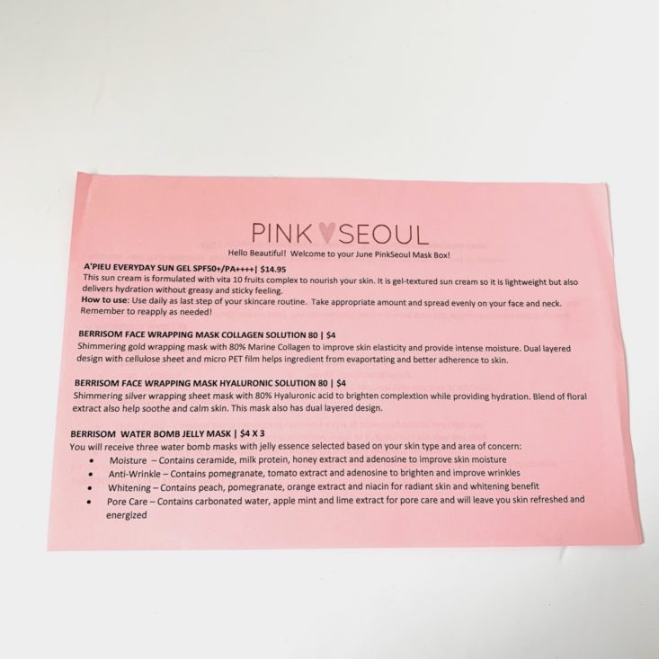 Pink Seoul Mask June 2019 info 1